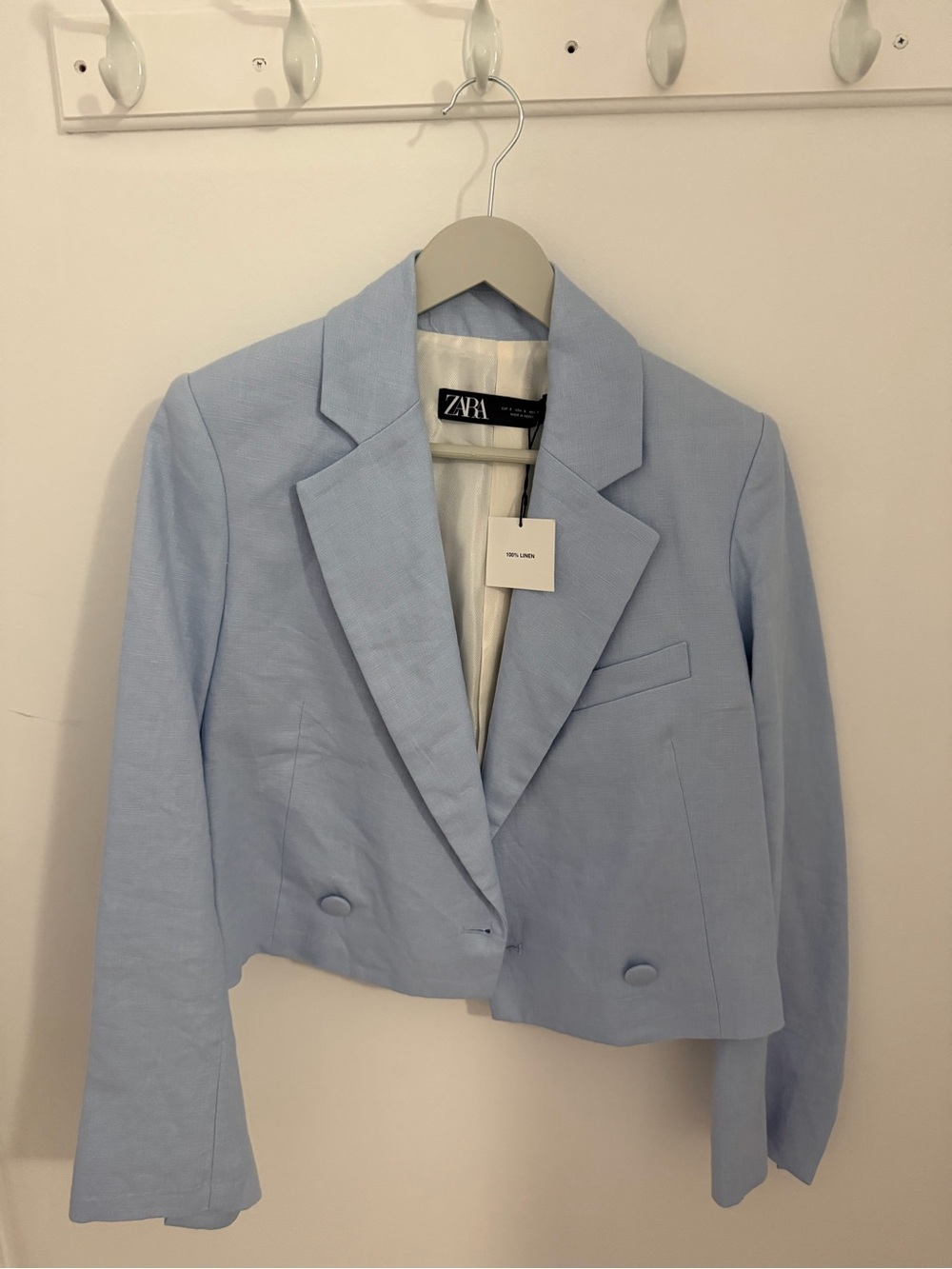 Zara Pastel Blue Cropped Blazer Jacket